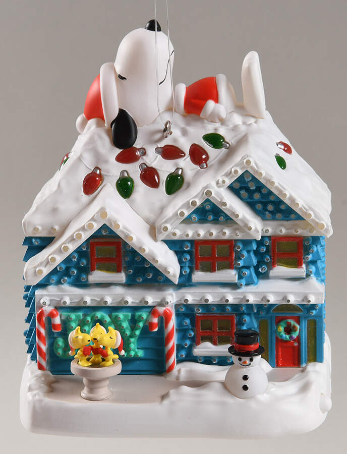 Peanuts Christmas Ornament The Merriest House In Town - Boxed by Hallmark Gold Crown-1