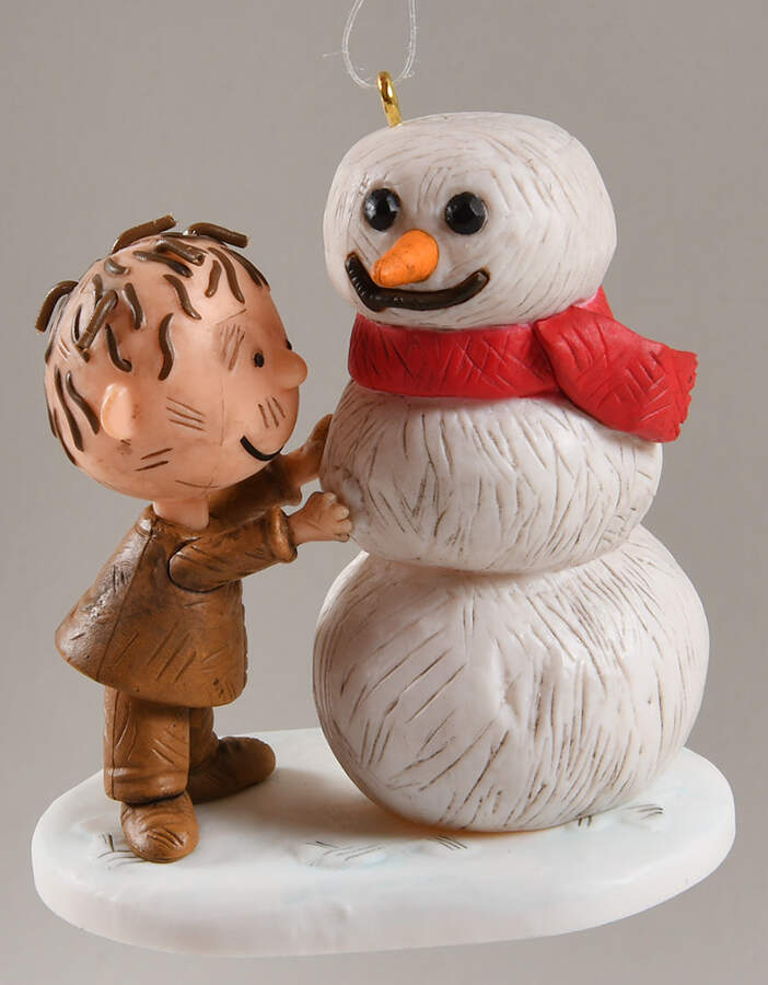 Peanuts Christmas Ornament Pigpen Builds A Snowman - No Box by Hallmark Gold Crown-1