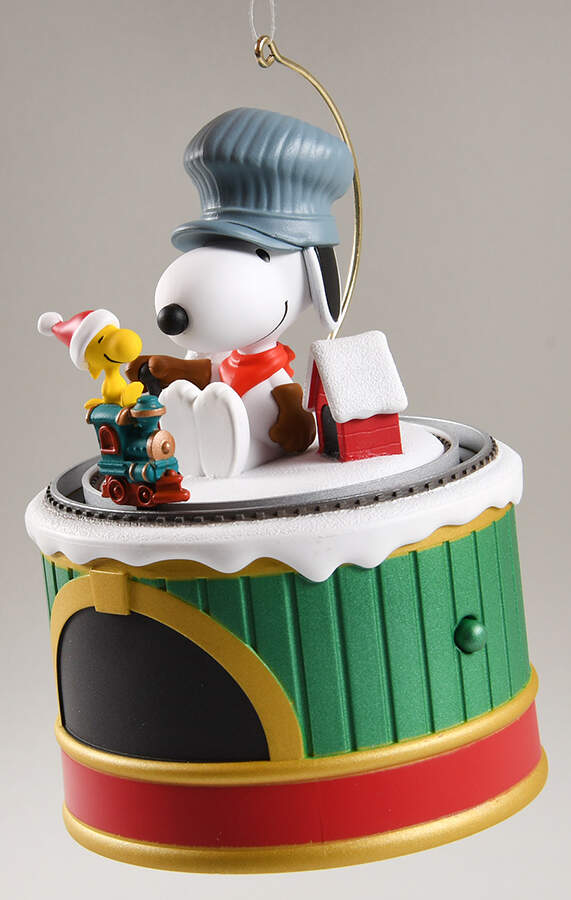Peanuts Christmas Ornament Snoopy's Toy Train - Boxed by Hallmark Gold Crown-1