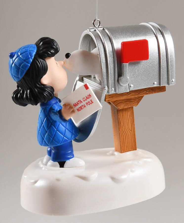 Peanuts Christmas Ornament Snoopy's Christmas Greeting - No Box 108 by Hallmark Gold Crown-1