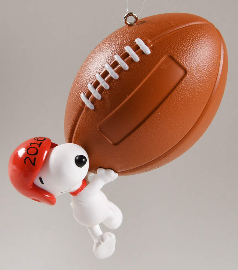 Peanuts Christmas Ornament Touchdown Snoopy - No Box by Hallmark Gold Crown-1