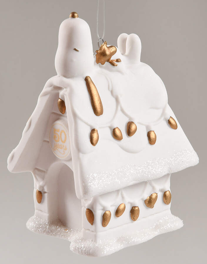 Peanuts Christmas Ornament 50th Anniversary Doghouse - Boxed by Hallmark Gold Crown-1