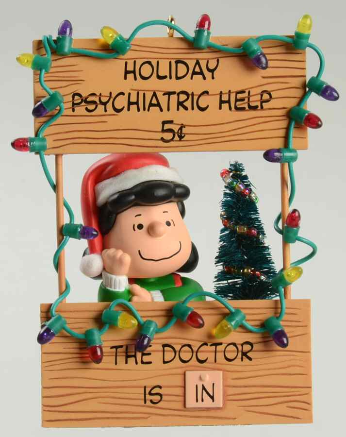 Peanuts Christmas Ornament Holiday Advice Booth - With Box by Hallmark Gold Crown-1