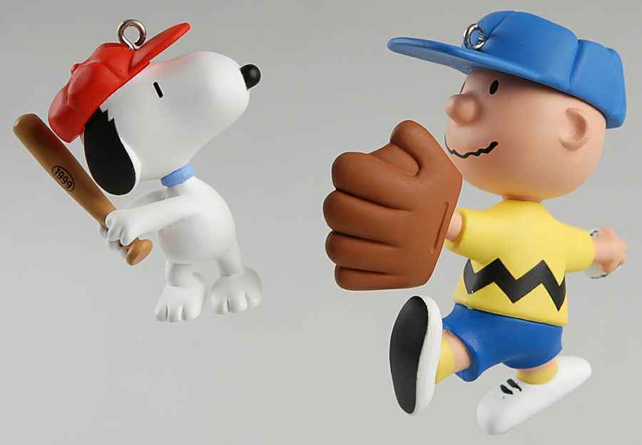Peanuts Christmas Ornament Batter Up! -Set Of Two - Boxed by Hallmark Gold Crown-1
