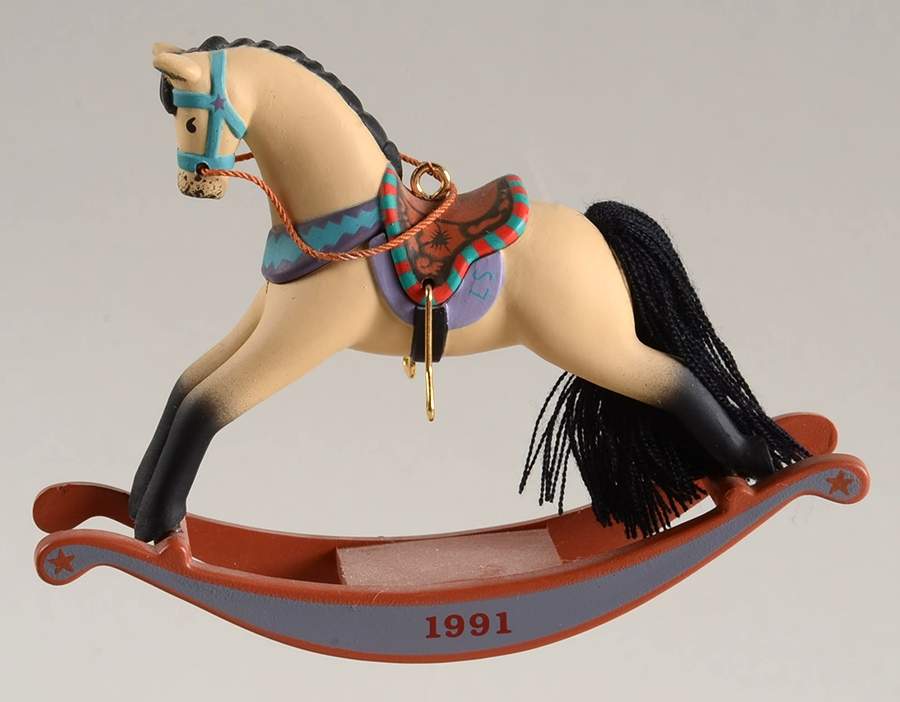 Rocking Horse 1991-Rocking Horse - Boxed by Hallmark Gold Crown-1