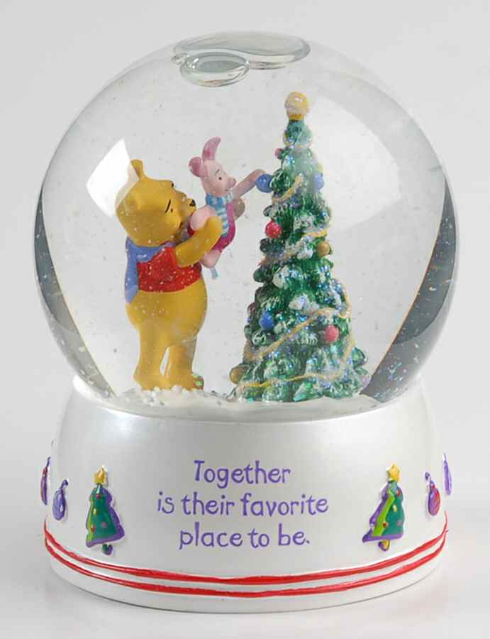 Winnie the Pooh It's Friendlier With Two- Snowglobe - No Box by Hallmark Gold Crown-1
