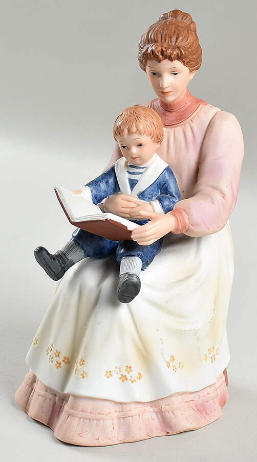 Denim Days Mother Reading Book To Son - No Box by Homco-1