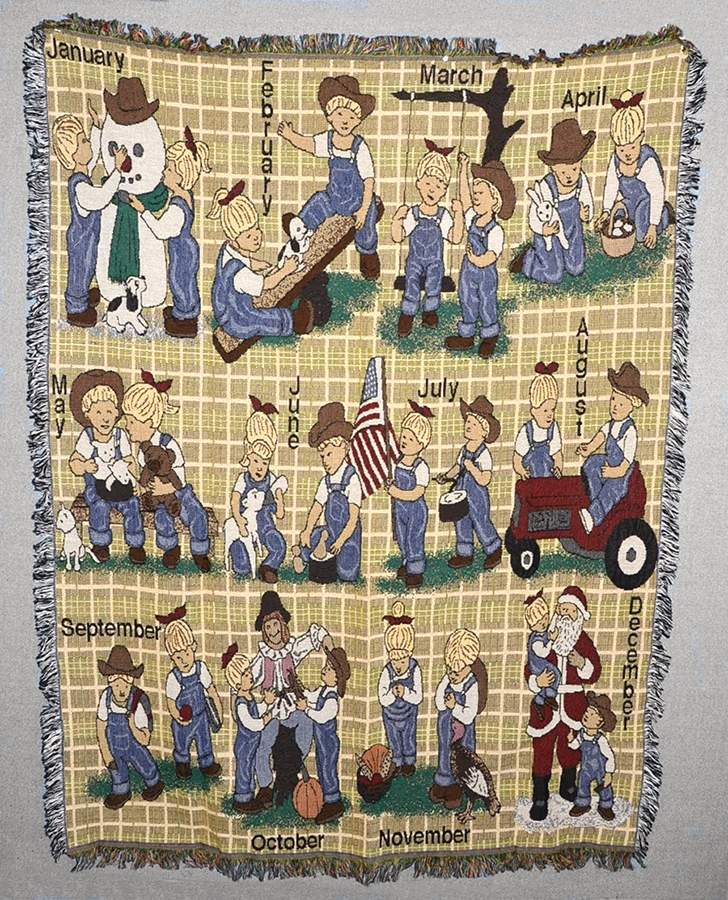 Denim Days All Through The Years Calendar Throw - No Box by Homco-1