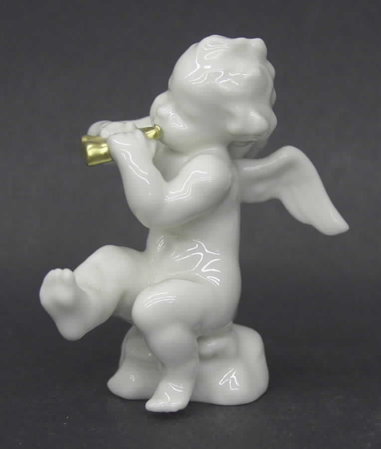 Cherubs-Angels Cherub With Gold Flute - No Box by Hutschenreuther-1
