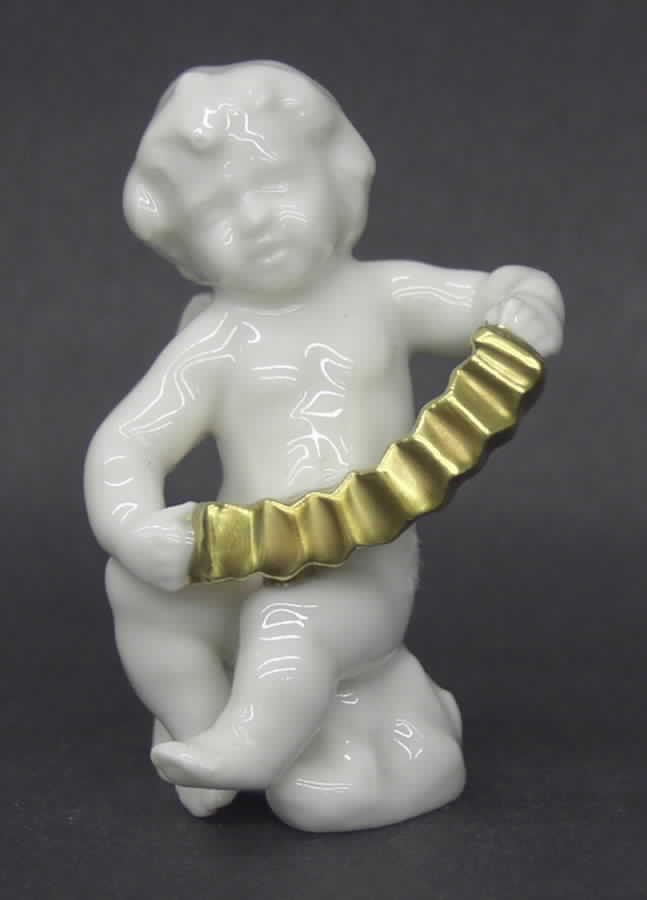 Cherubs-Angels Cherub With Gold Accordion - No Box by Hutschenreuther-1