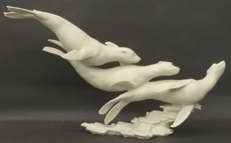 Sea Animals Sea Frolic Sea Lions-White - With Box by Hutschenreuther-1
