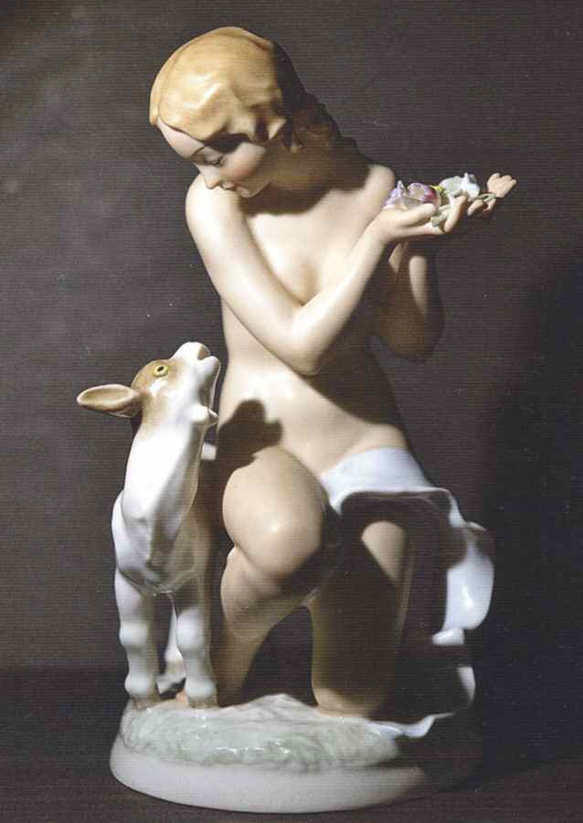 Nudes Girl W/Goat - No Box by Hutschenreuther-1