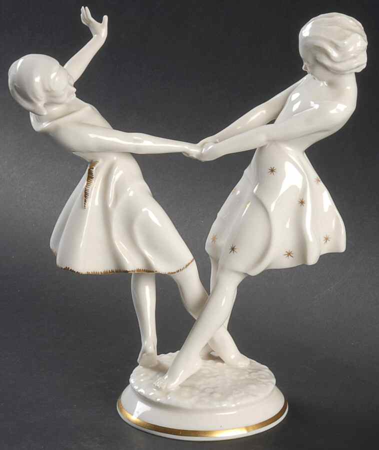 Children Playmates-White W/Gold - No Box by Hutschenreuther-1