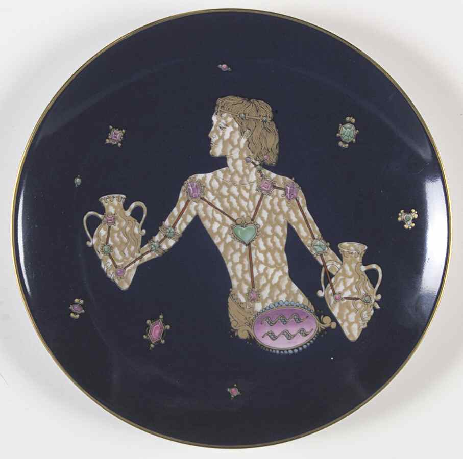 Zodiac Plate Aquarius - No Box by Hutschenreuther-1