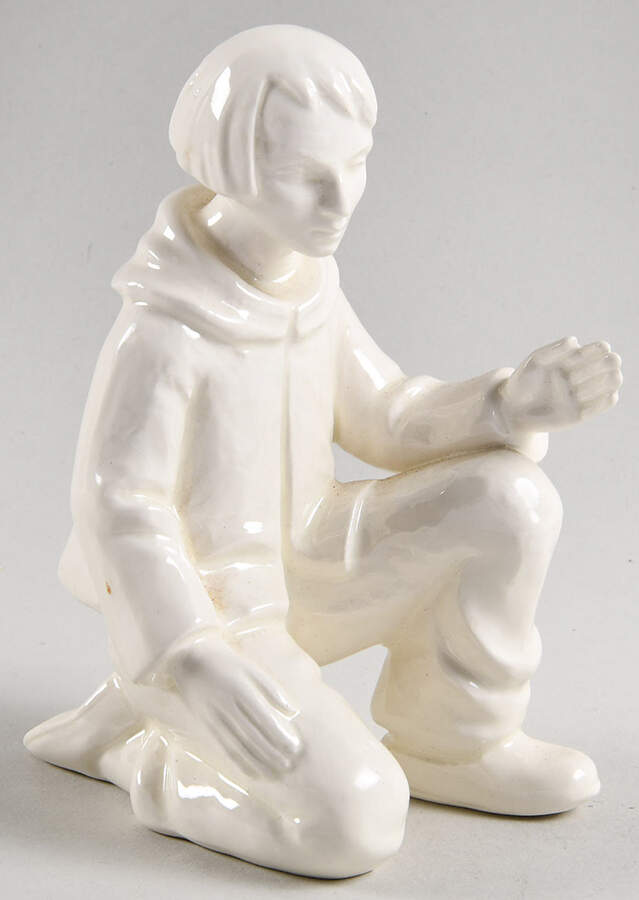 Nativity All White Figures Tm3-Shepherd Kneeling - Boxed by M.I. Hummel-1