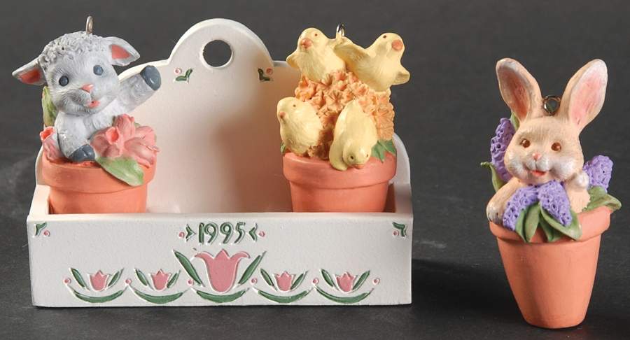 1995 Hallmark Easter Ornaments Flower Pot Friends - No Box by Hallmark Gold Crown-1