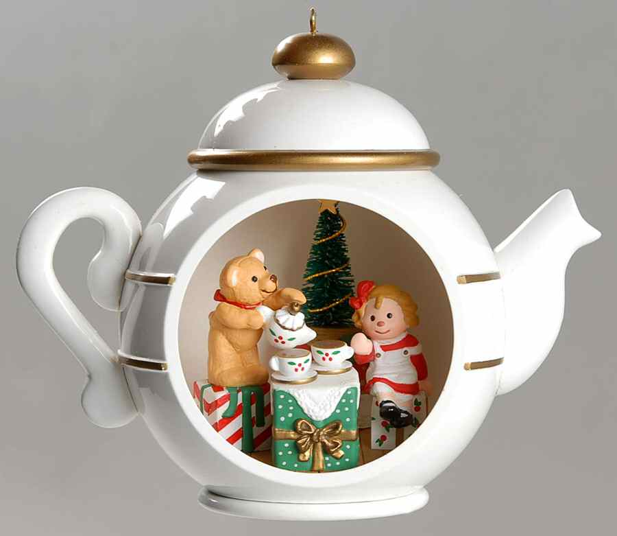 1997 Hallmark Christmas Ornaments Teapot Party - Boxed by Hallmark Gold Crown-1