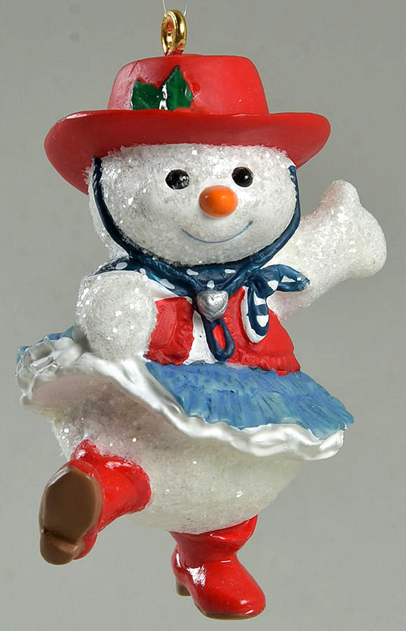 2000 Hallmark Christmas Ornaments Dancin' In Christmas-Cowgirl-Snow Woman- - Boxed by Hallmark Gold Crown-1