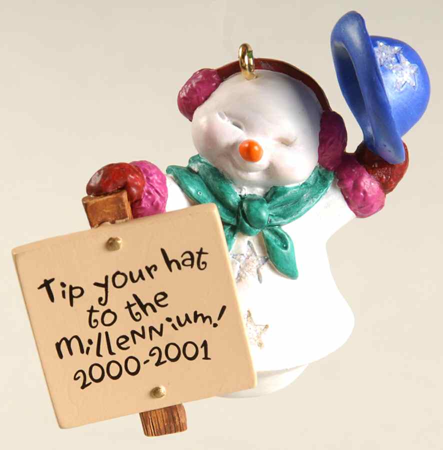 2000 Hallmark Christmas Ornaments Millennium Snowma'Am - Boxed by Hallmark Gold Crown-1