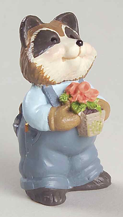 Merry Miniatures 1995 Raccoon With Flower - No Box 42 by Hallmark Gold Crown-1