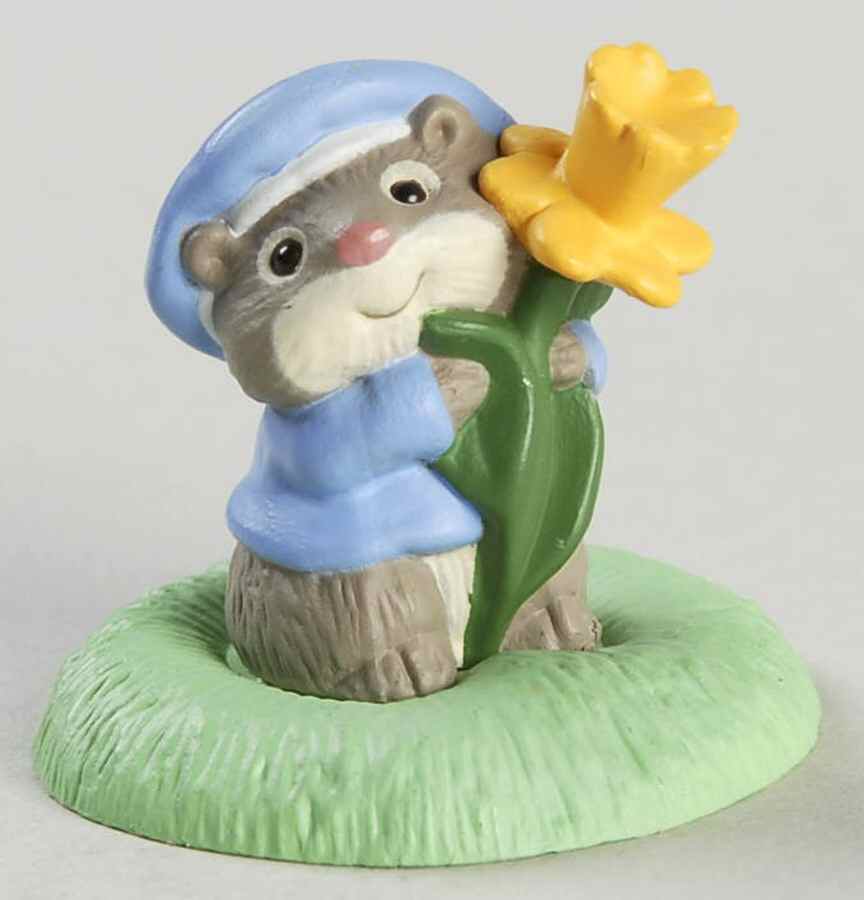 Merry Miniatures 1994 Mouse With Flower - Boxed by Hallmark Gold Crown-1