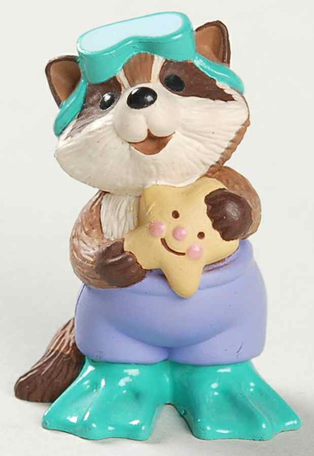 Merry Miniatures 1994 Raccoon In Flippers - Boxed by Hallmark Gold Crown-1