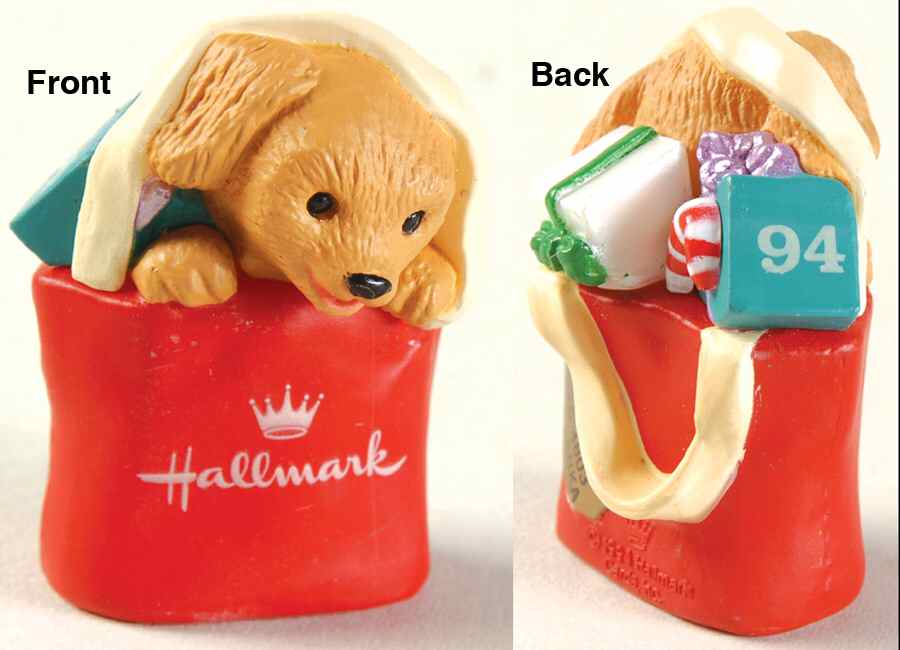 Merry Miniatures 1994 Puppy In Tote Bag - Boxed by Hallmark Gold Crown-1