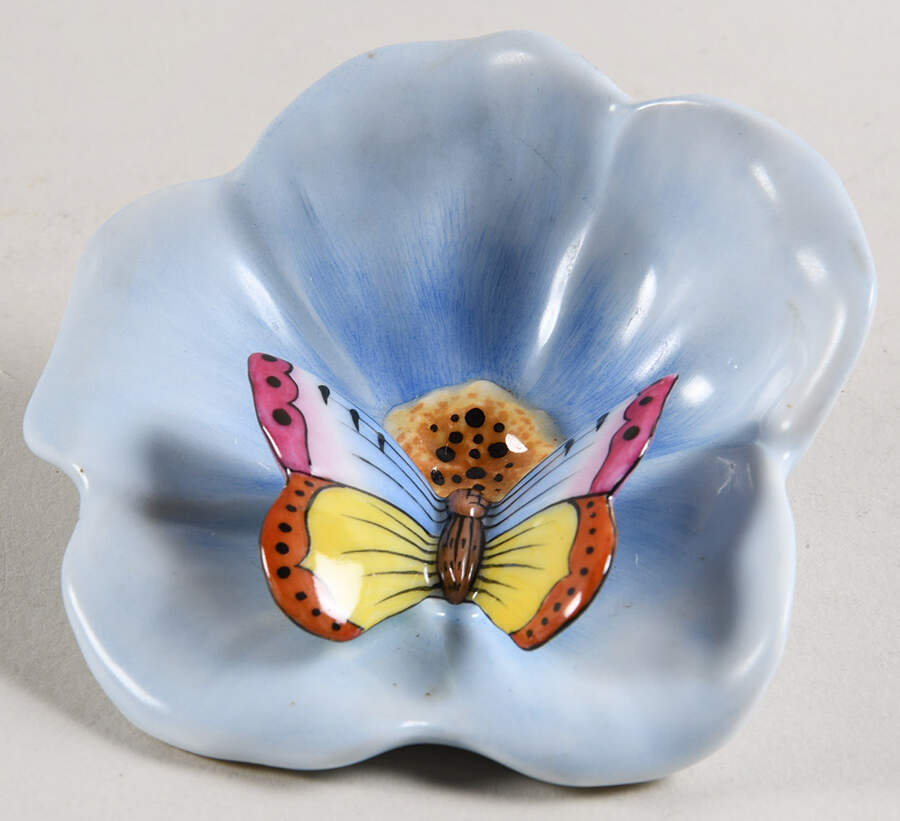 Bugs & Friends Butterfly On Blue Flower - No Box 159 by Herend-1
