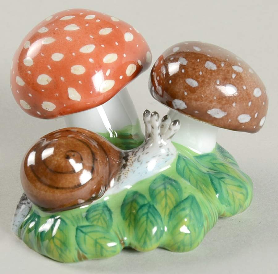Bugs & Friends Snail And Mushrooms - No Box by Herend-1