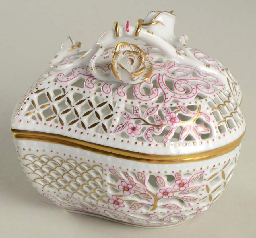Boxes Openwork Heart Box-Pink - No Box by Herend-1