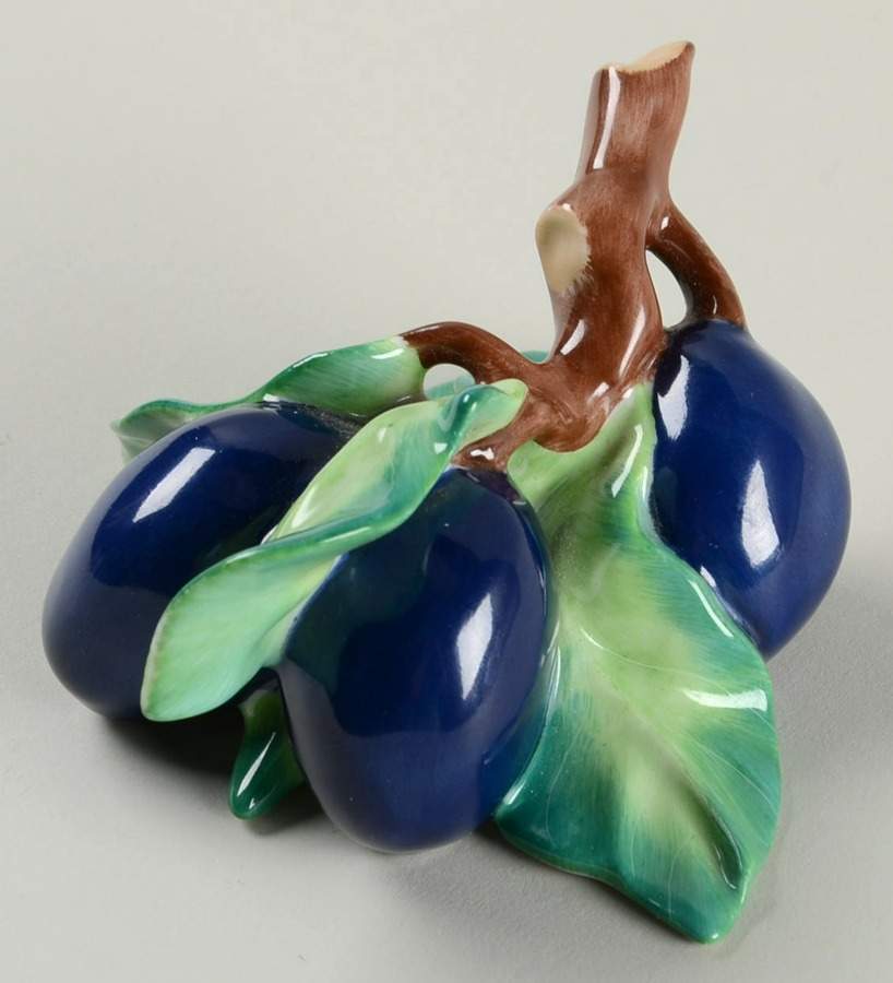 Fruits & Vegetables Plums On A Twig-Natural - No Box by Herend-1
