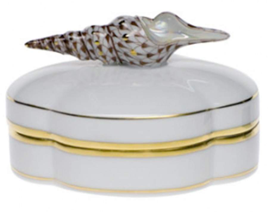Boxes Neptune Box Turritella Shell-Chocolate - No Box by Herend-1