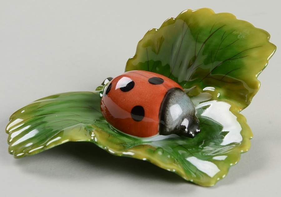 Bugs & Friends Ladybug On Leaf-Natural - No Box by Herend-1