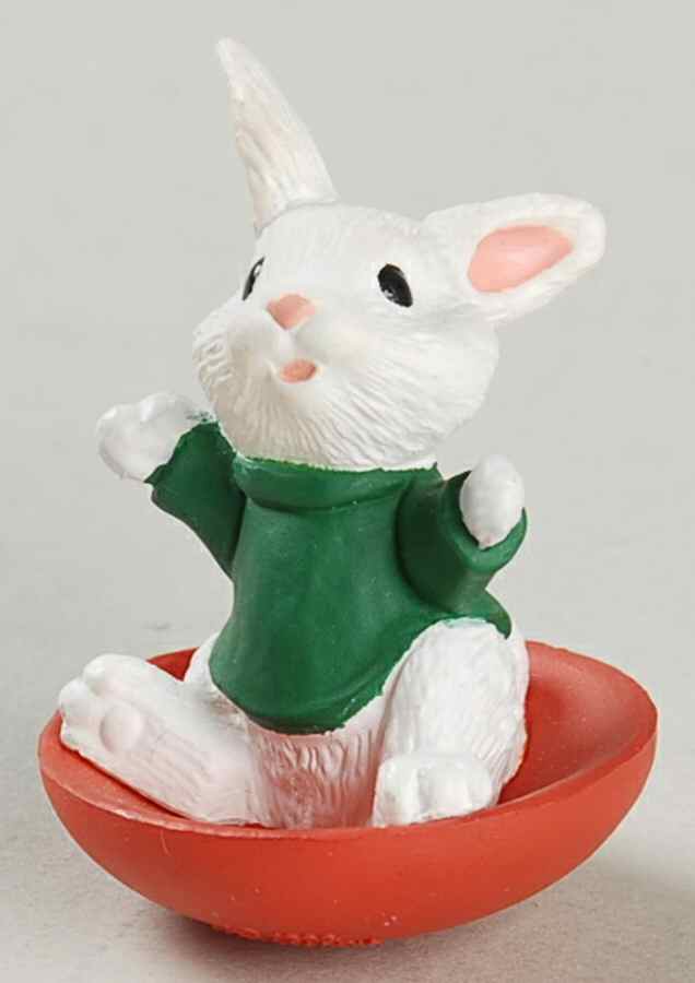 Merry Miniatures 1992 Rabbit On Sled - Boxed by Hallmark Gold Crown-1