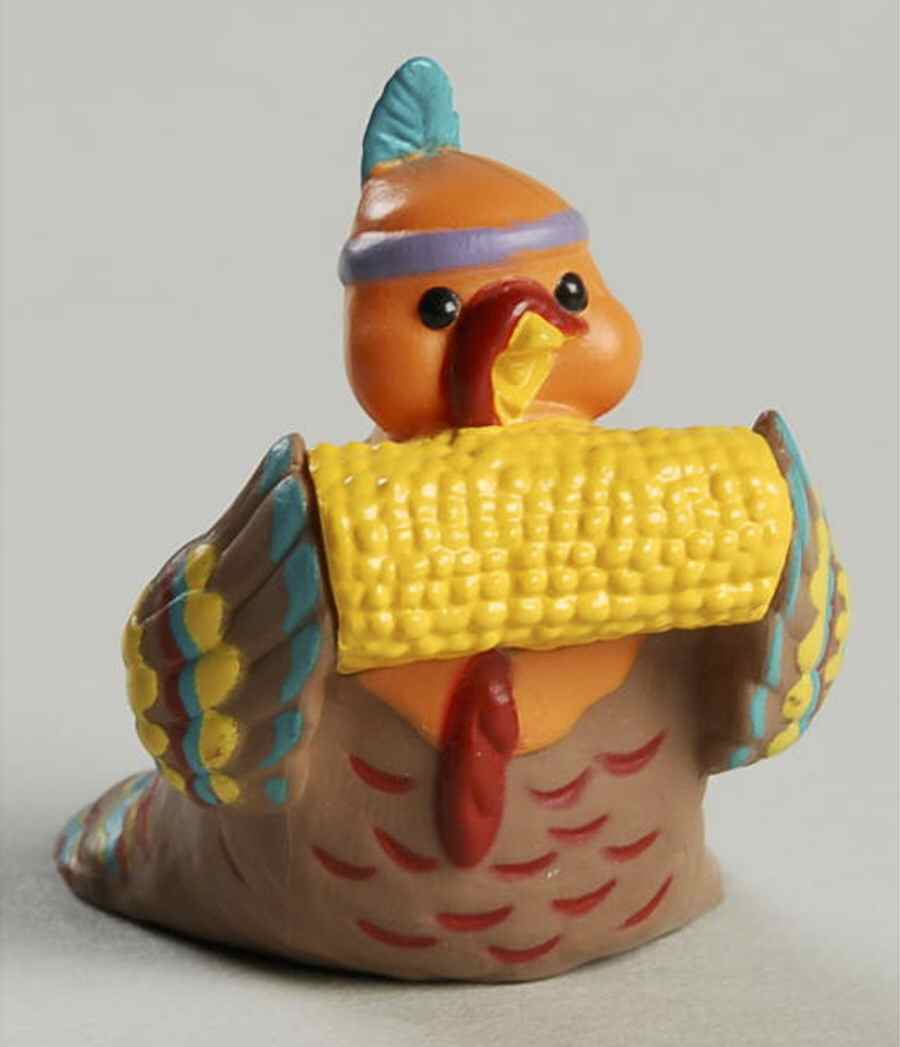 Merry Miniatures 1993 Indian Turkey Eating Corn - Boxed by Hallmark Gold Crown-1