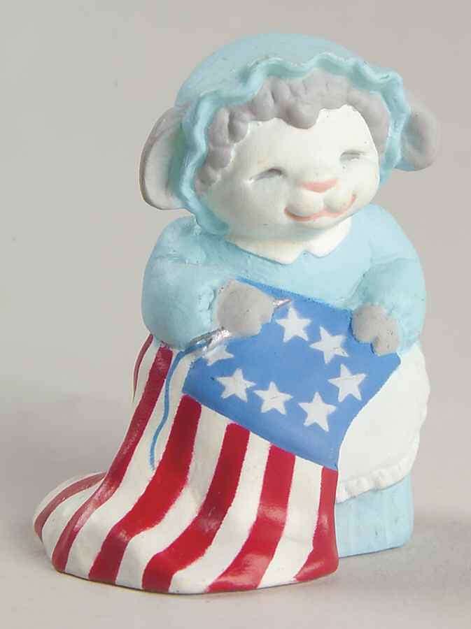 Merry Miniatures 1993 Lamb Betsy Ross W/Flag - Boxed by Hallmark Gold Crown-1