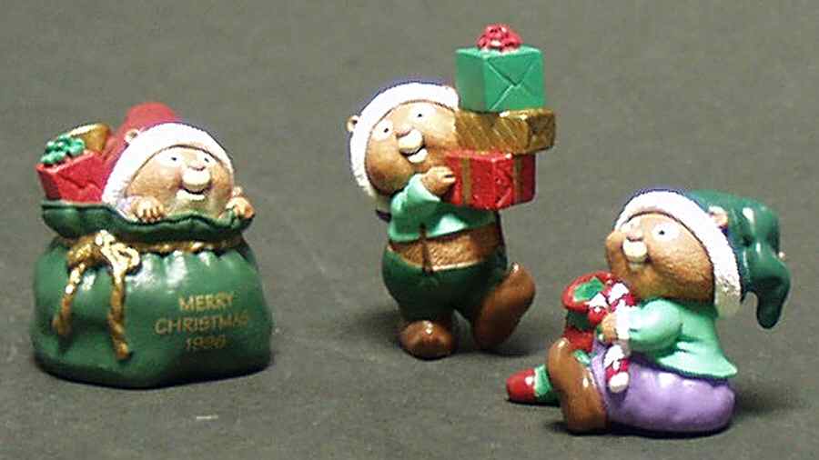 Merry Miniatures 1996 Santa's Helpers - Boxed by Hallmark Gold Crown-1