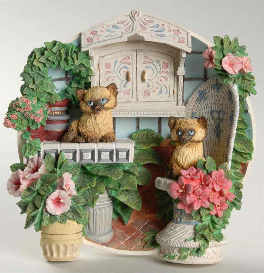 Knick Knack Kitty Cats Kittens In The Plants  - No Box by Hamilton Collection-1