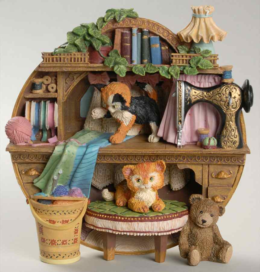 Knick Knack Kitty Cats Kittens In The Yarn - With Box by Hamilton Collection-1