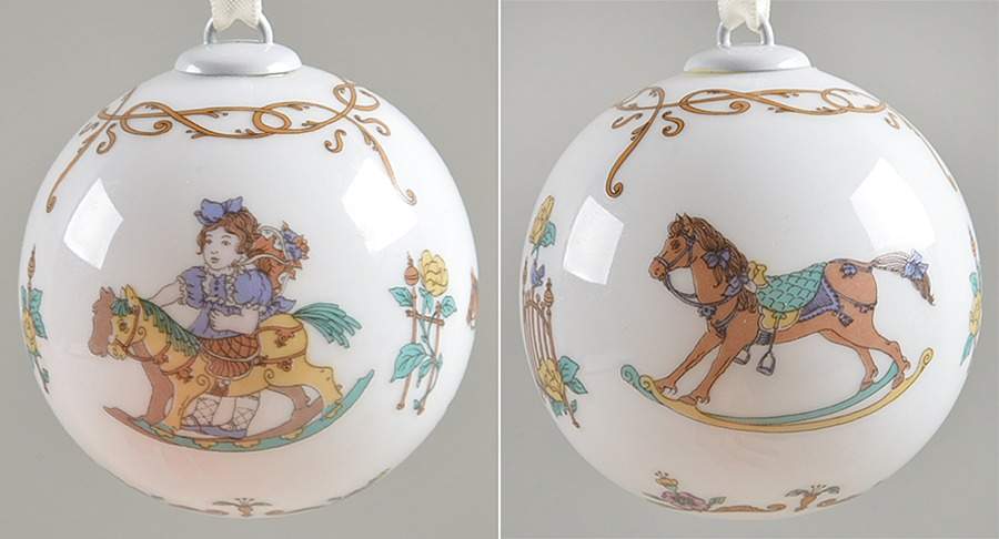 Annual China Christmas Ball Child Playing With Rocking Horse - No Box by Hutschenreuther-1
