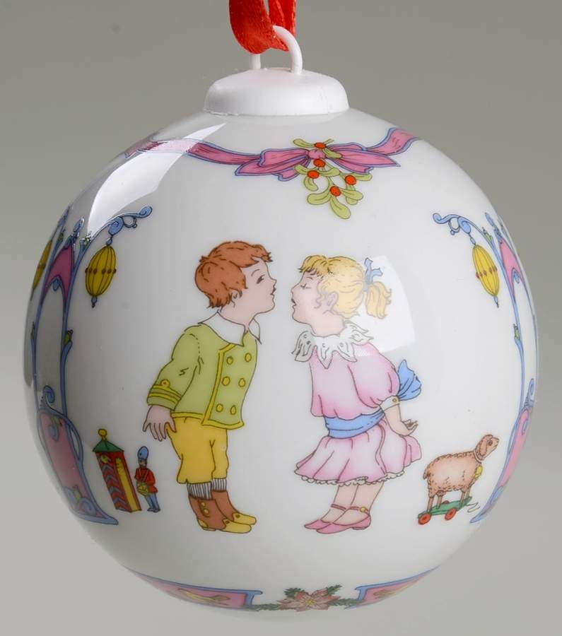 Annual China Christmas Ball Under The Mistletoe - Boxed by Hutschenreuther-1