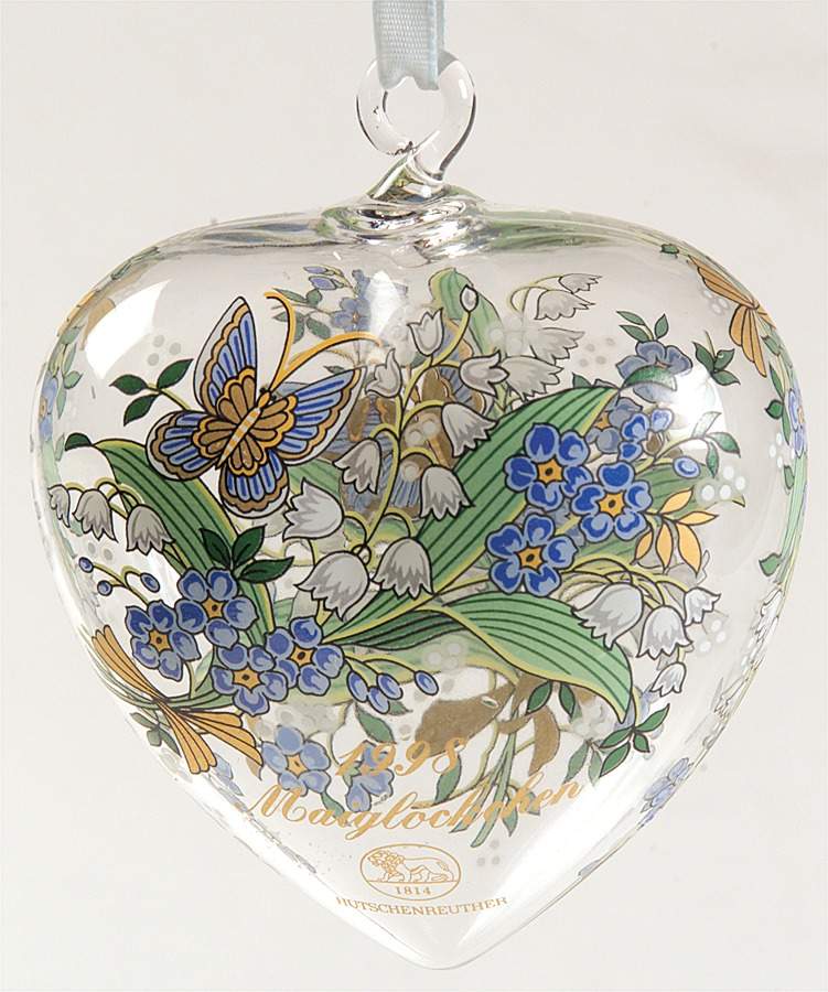 Annual Crystal Spring Heart 1998 Lilly Of The Valley - Boxed by Hutschenreuther-1