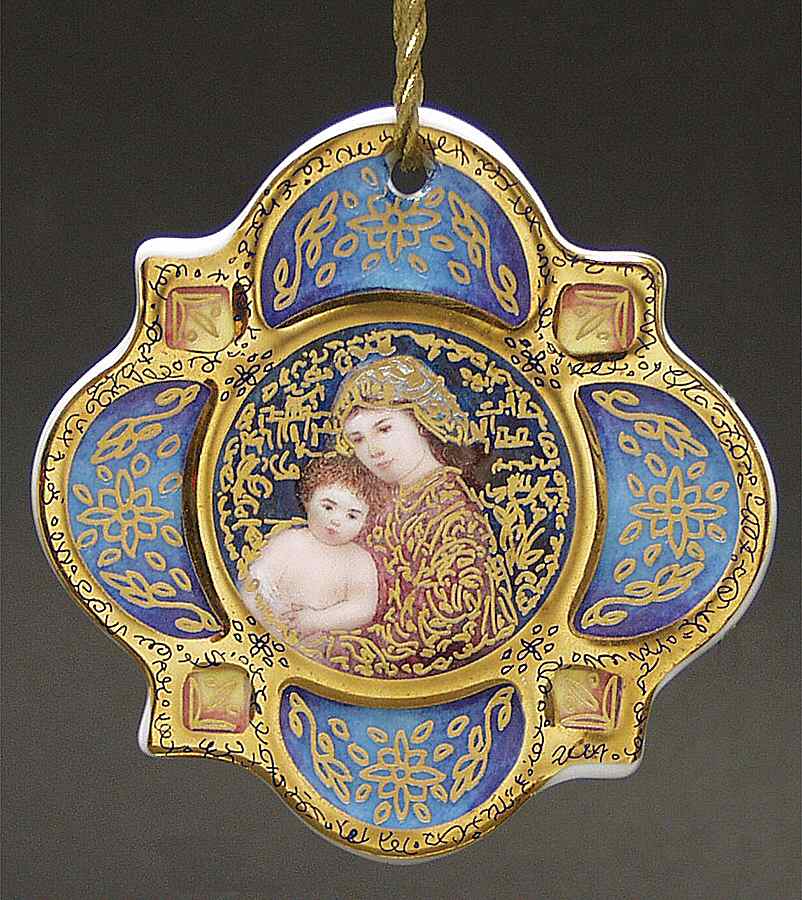 Edna Hibel Holiday Ornaments And Unto Us A Child Is Given - Boxed by Hibel-1