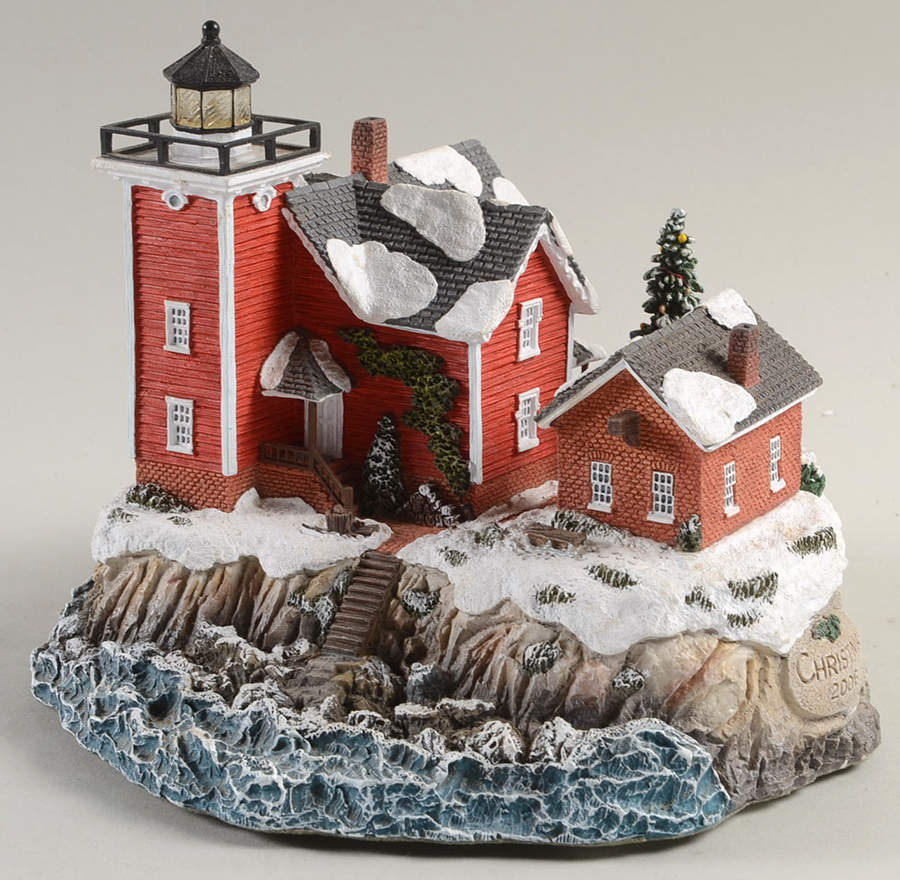 Christmas Lighthouse Marquette, Michigan - Boxed by Harbour Lights-1