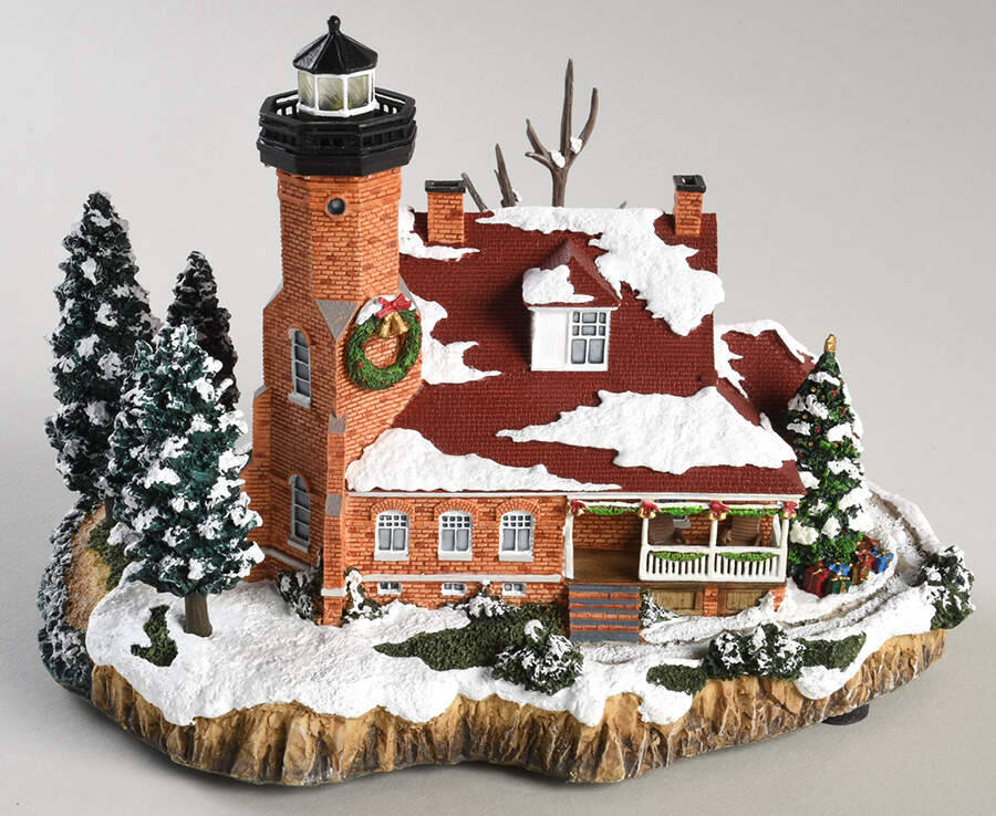 Christmas Lighthouse Squaw Island, Michigan - Boxed by Harbour Lights-1