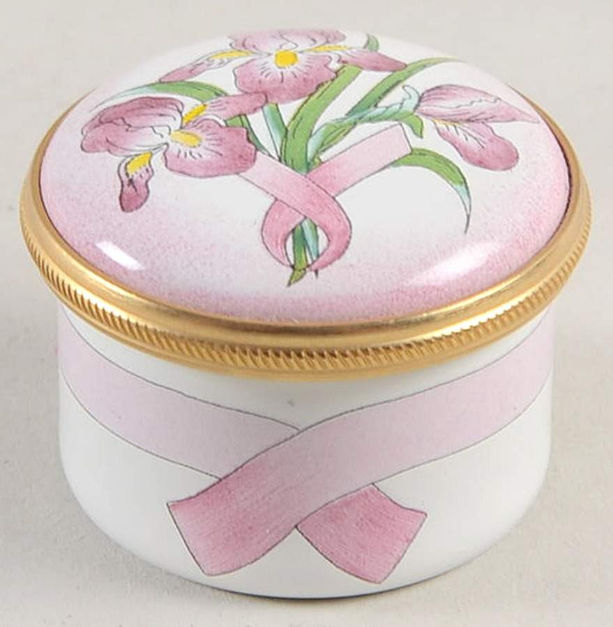Halcyon Days Box Breast Cancer Ribbon With Flowers - No Box by Halcyon Days-1
