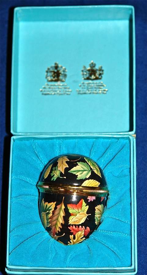 Halcyon Days Box Leaves On Black Egg - Boxed by Halcyon Days-1