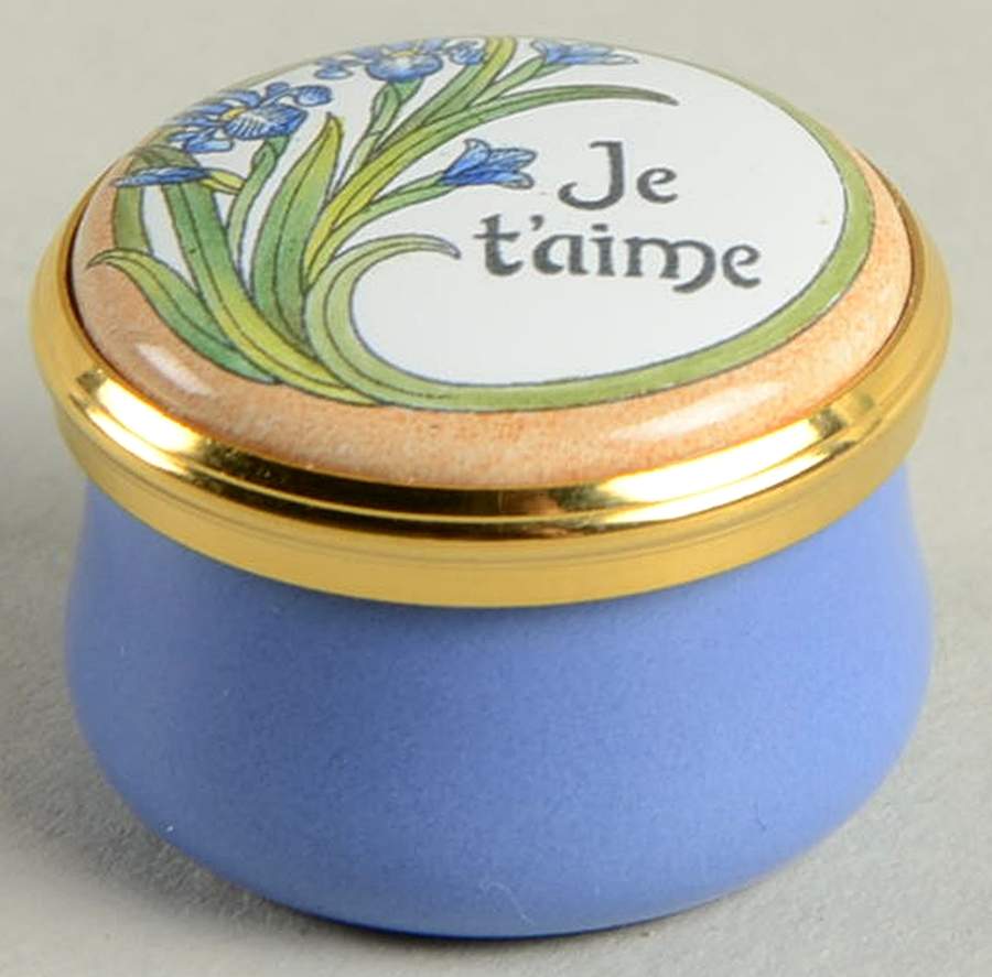Halcyon Days Box Je T'Aime-Mini Box/Blue Flowers - Boxed by Halcyon Days-1