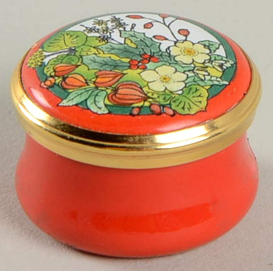 Halcyon Days Box Red Box With Green Flowers-Mini - No Box by Halcyon Days-1