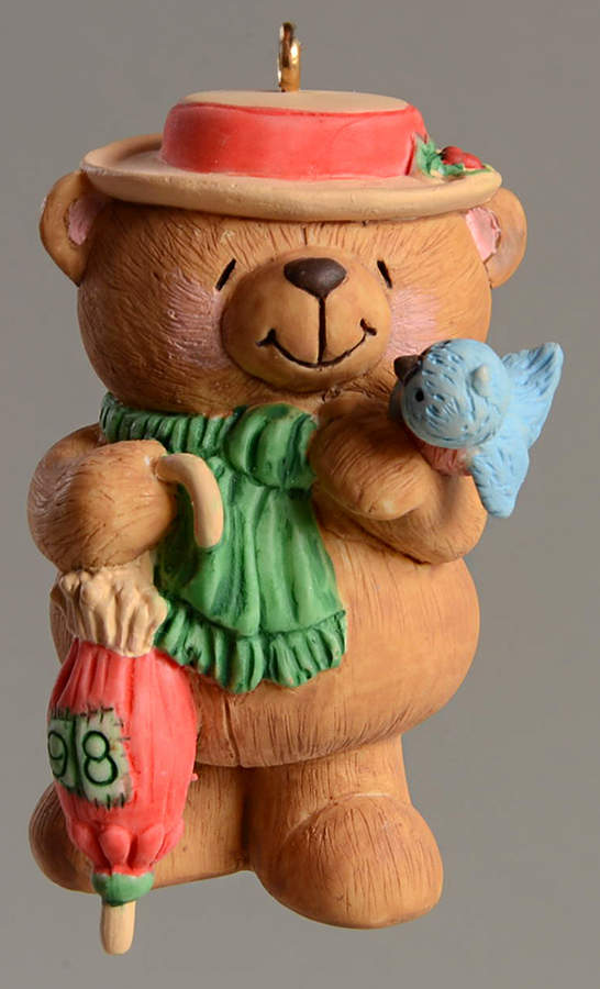 1998 Hallmark Christmas Ornaments Forever Friends Bear-With Bluebird - Boxed by Hallmark Gold Crown-1